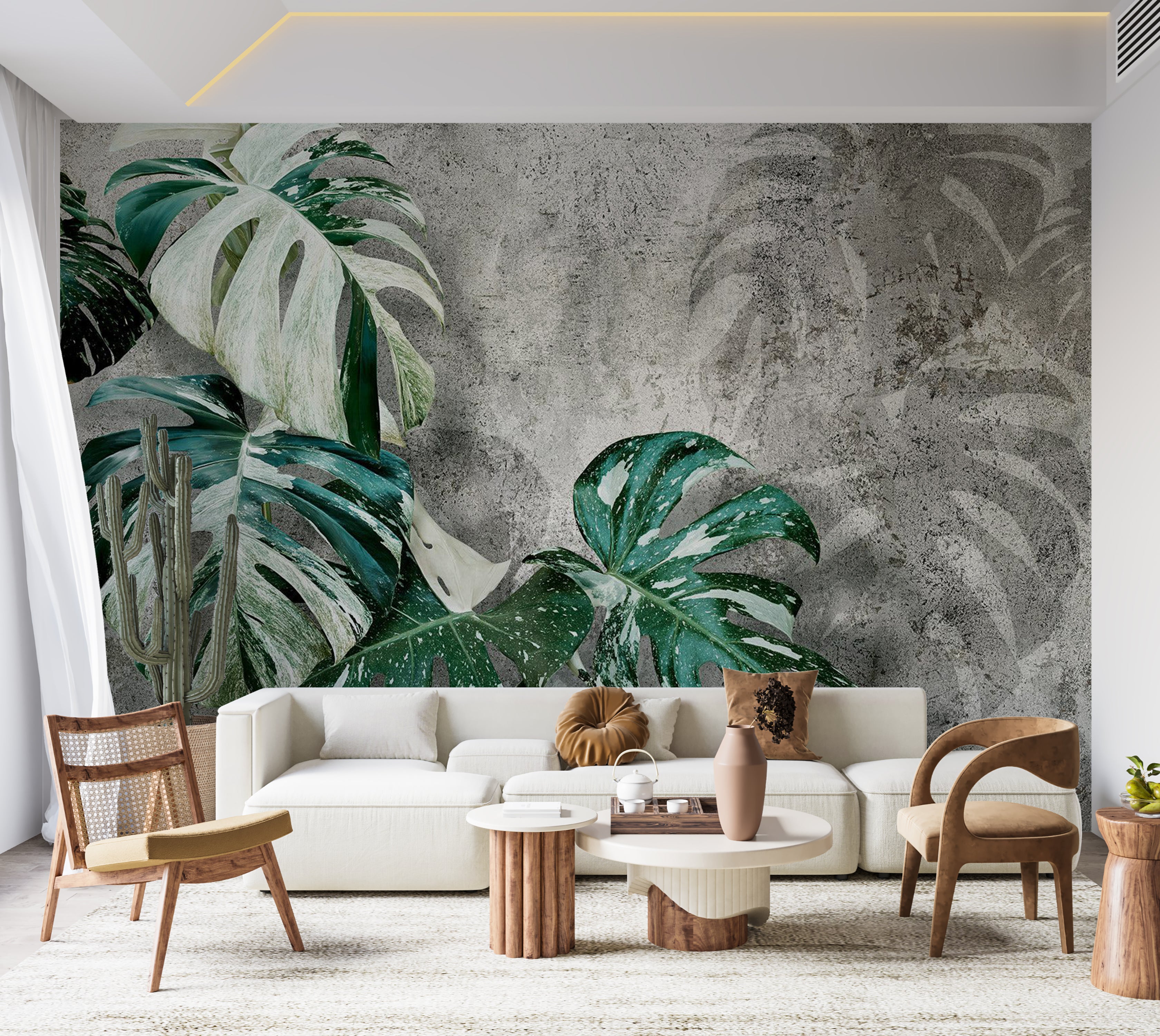 Botanical Wallpaper Wall Mural - Modern Monstera 39"Wx27"H / Standard