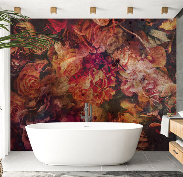 Floral Wallpaper Wall Mural - Vintage Flowers 39"Wx27"H