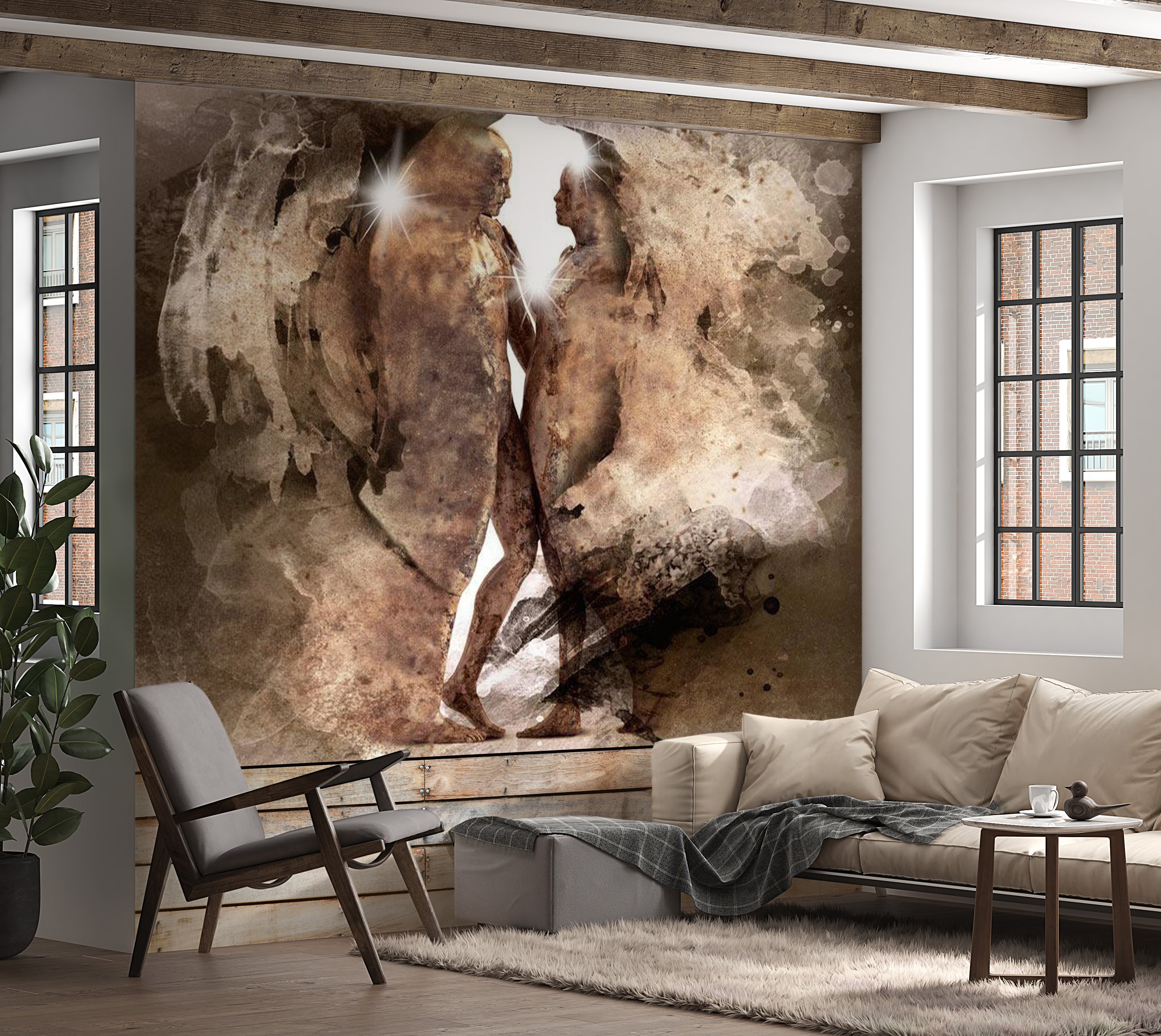 Abstract Wallpaper Wall Mural - Hidden Love 39"Wx27"H