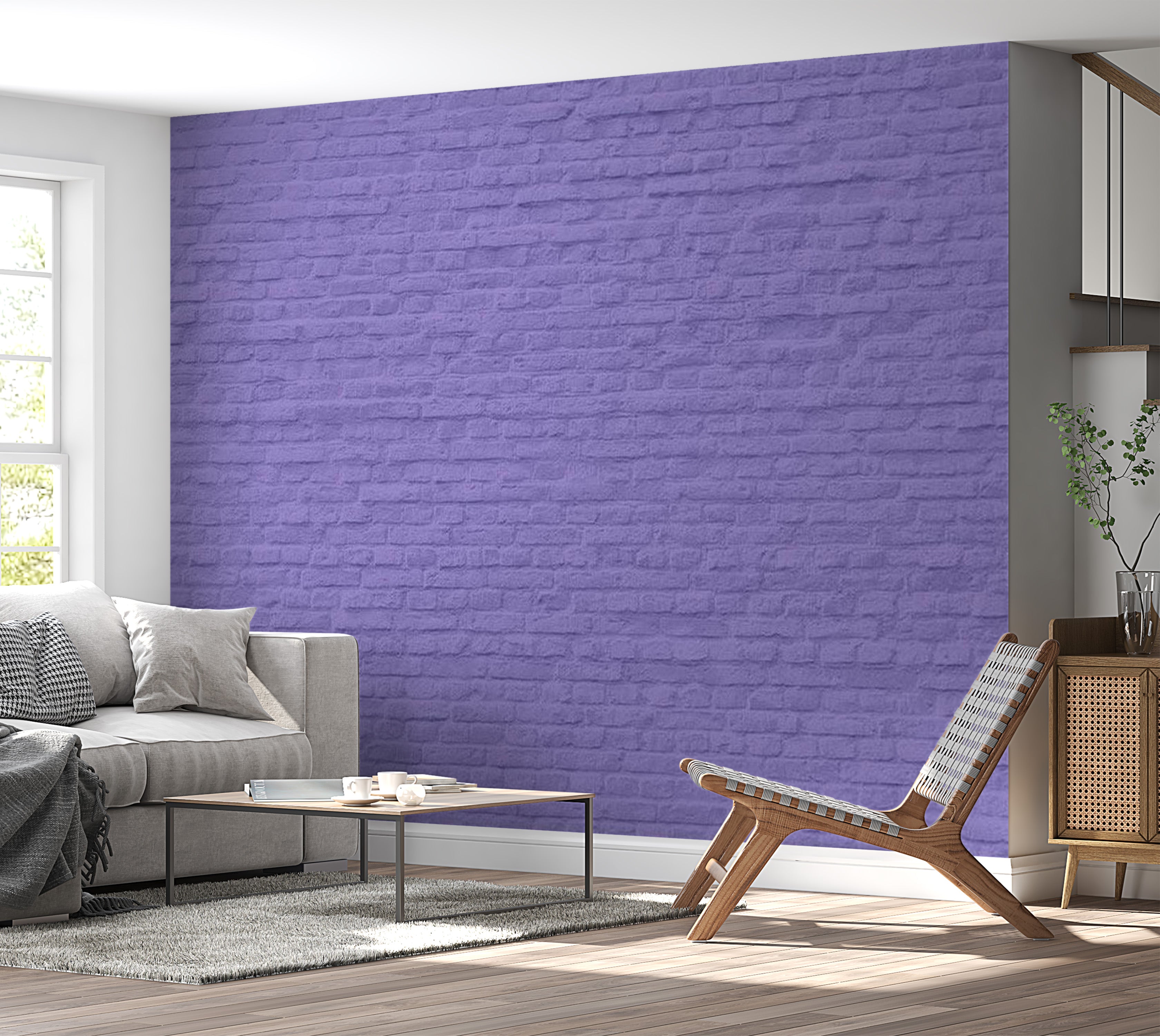 Background & Patterns Wallpaper Wall Mural - Purple Painted Brick Wall 39"Wx27"H