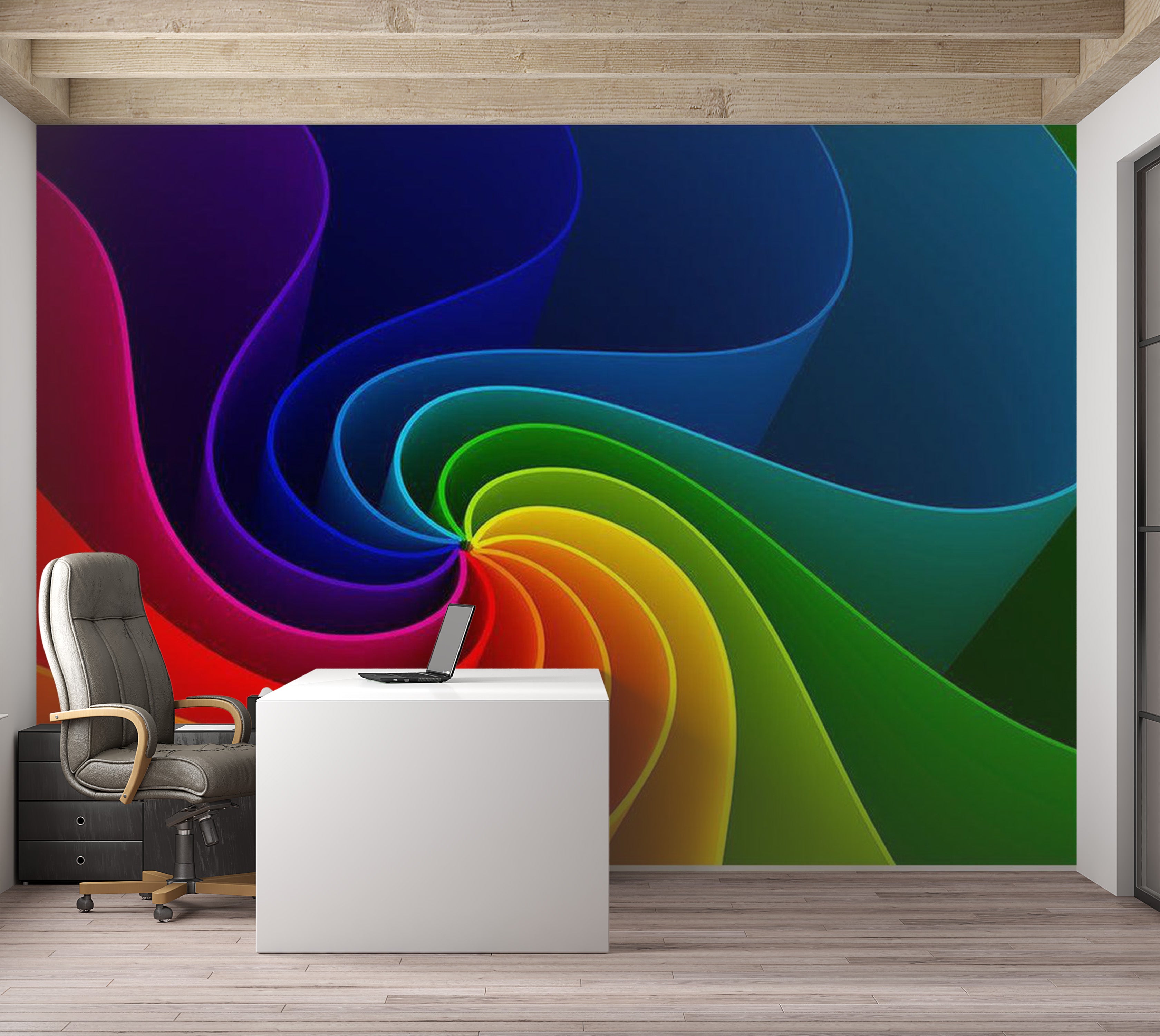 Abstract Wallpaper Wall Mural - Colorful Pinwheel 39"Wx27"H