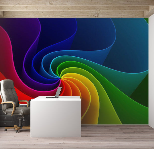 Abstract Wallpaper Wall Mural - Colorful Pinwheel 39"Wx27"H
