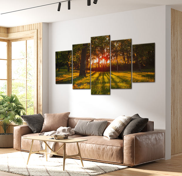 Stretched Canvas Landscape Art - In The Shade Of Forest 40"Wx20"H