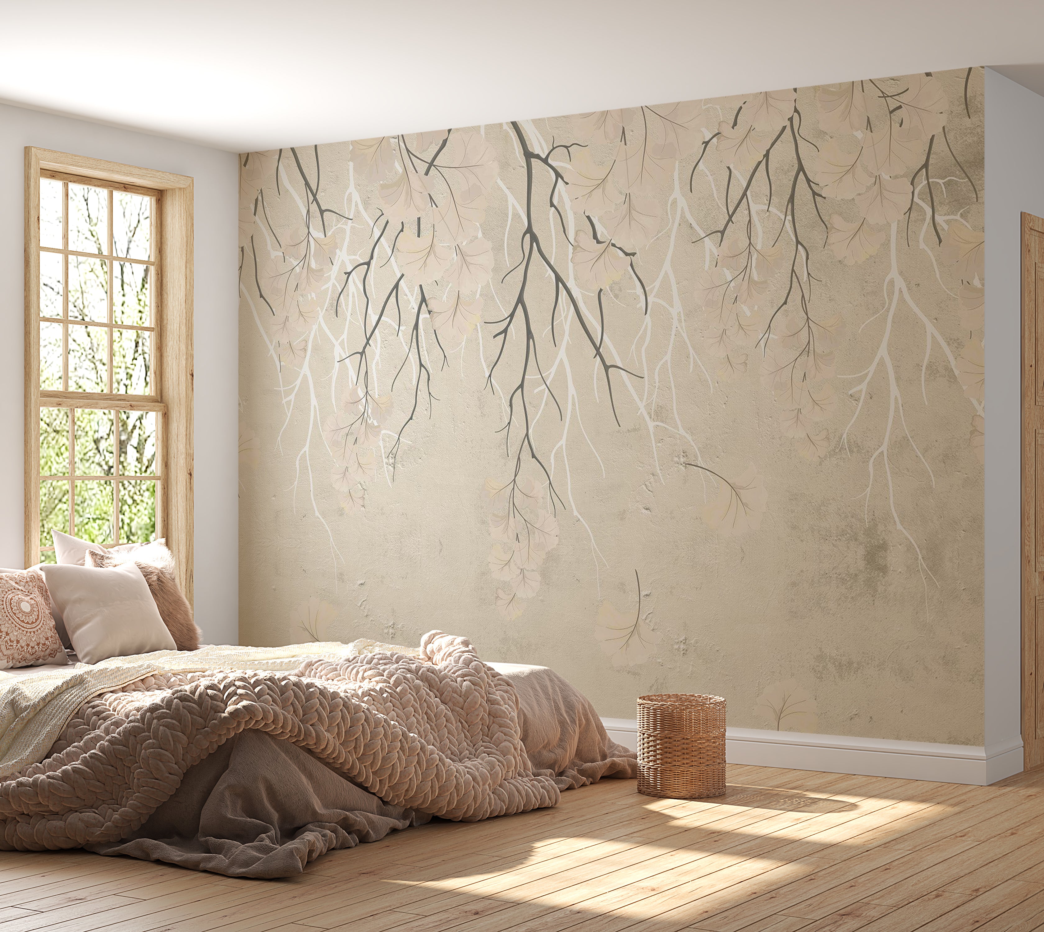 Peel & Stick Floral Wall Mural - Abstract Falling Leaves 38"Wx27"H