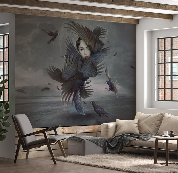 Abstract Wallpaper Wall Mural - Covered In Feathers 118"Wx90"H