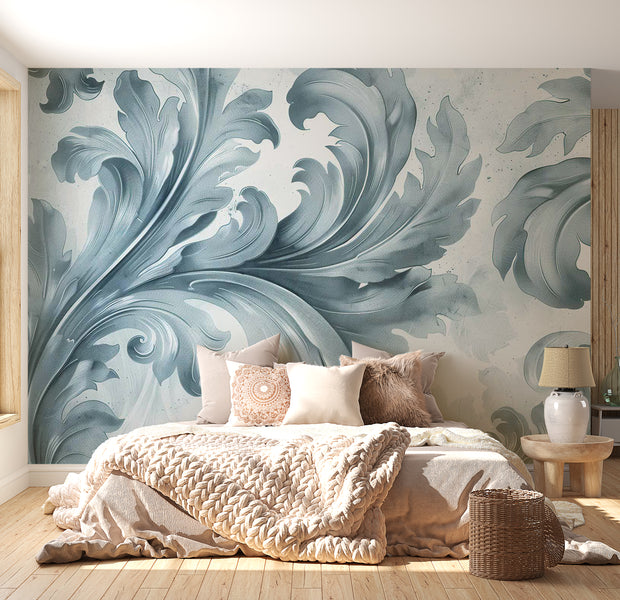 Peel & Stick Wall Mural - Light Blue Baroque 38"Wx27"H