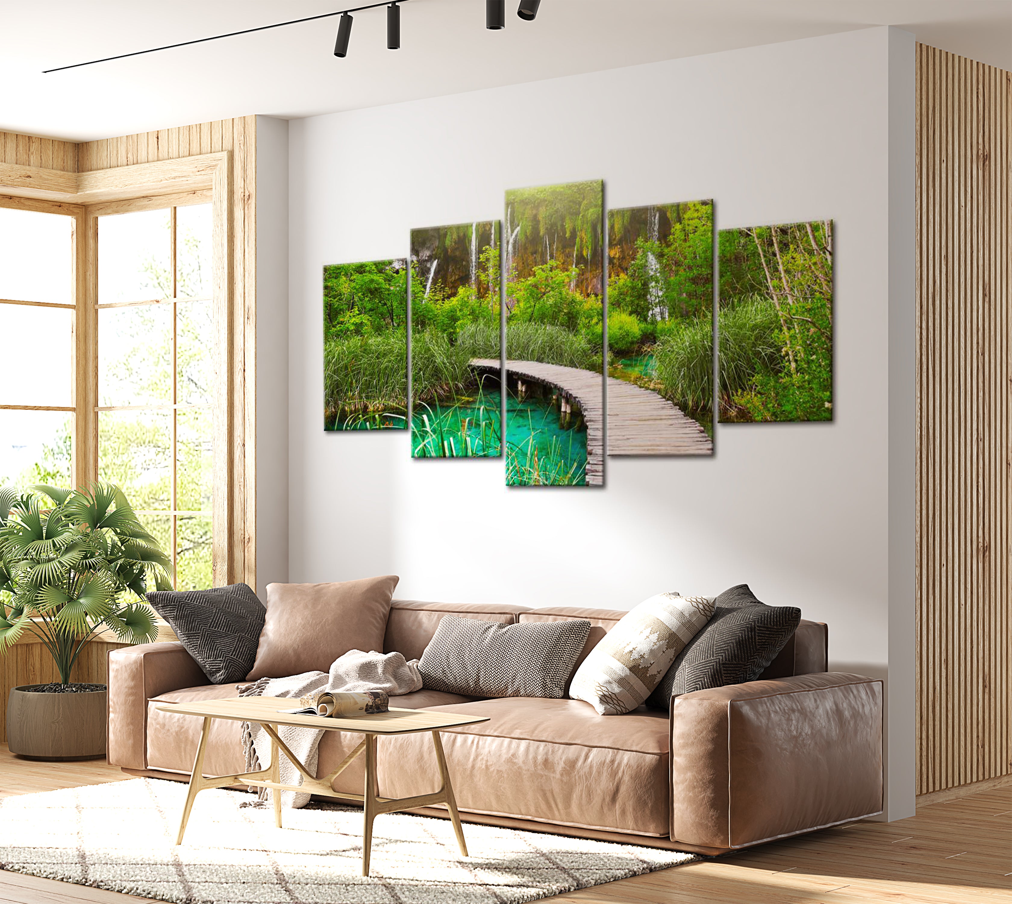 Stretched Canvas Landscape Art - Emerald Trail 40"Wx20"H