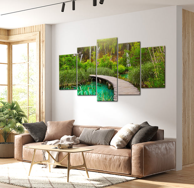 Stretched Canvas Landscape Art - Emerald Trail 40"Wx20"H