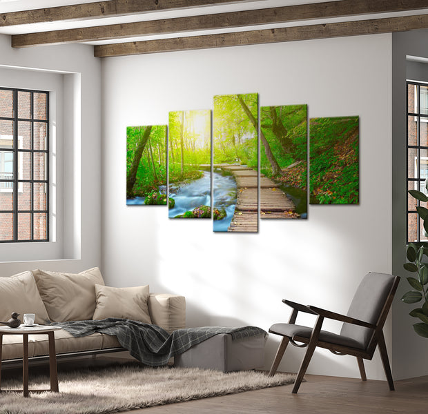 Stretched Canvas Landscape Art - Sunny Forest 40"Wx20"H