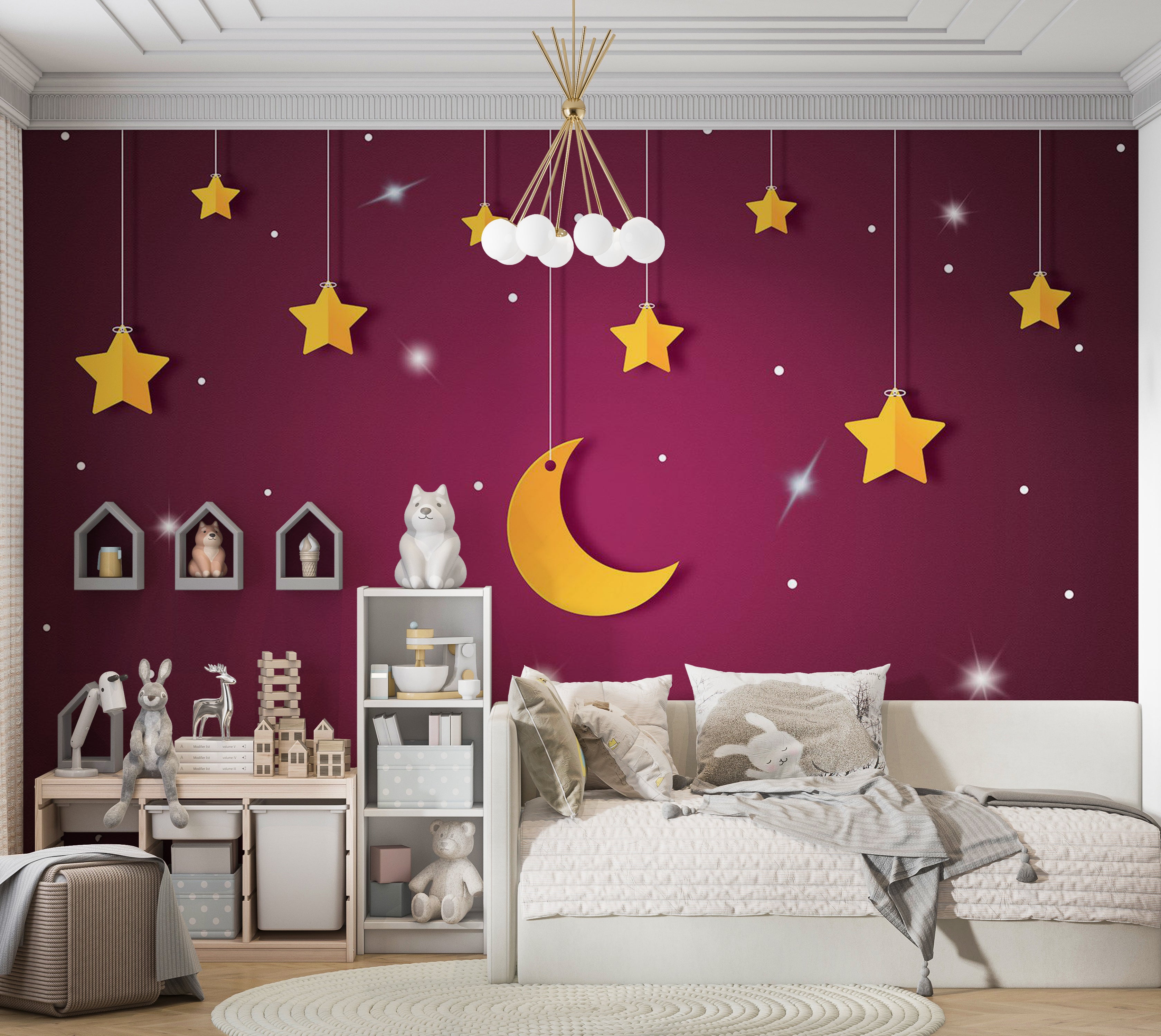 Kids Wallpaper Wall Mural - Violet Night Sky 39"Wx27"H / Standard