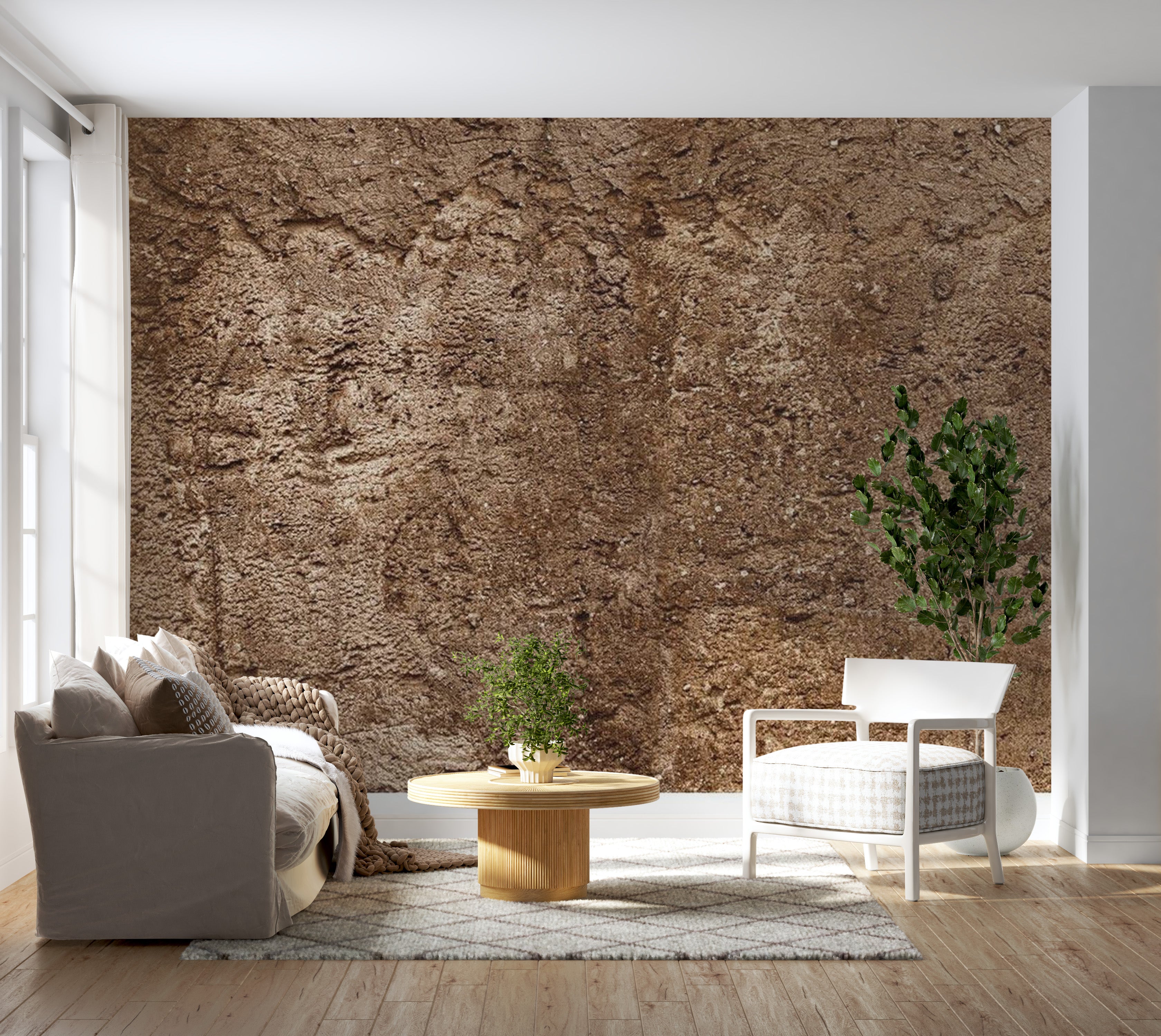 Background & Patterns Wallpaper Wall Mural - Old Brown Concrete Wall 39"Wx27"H