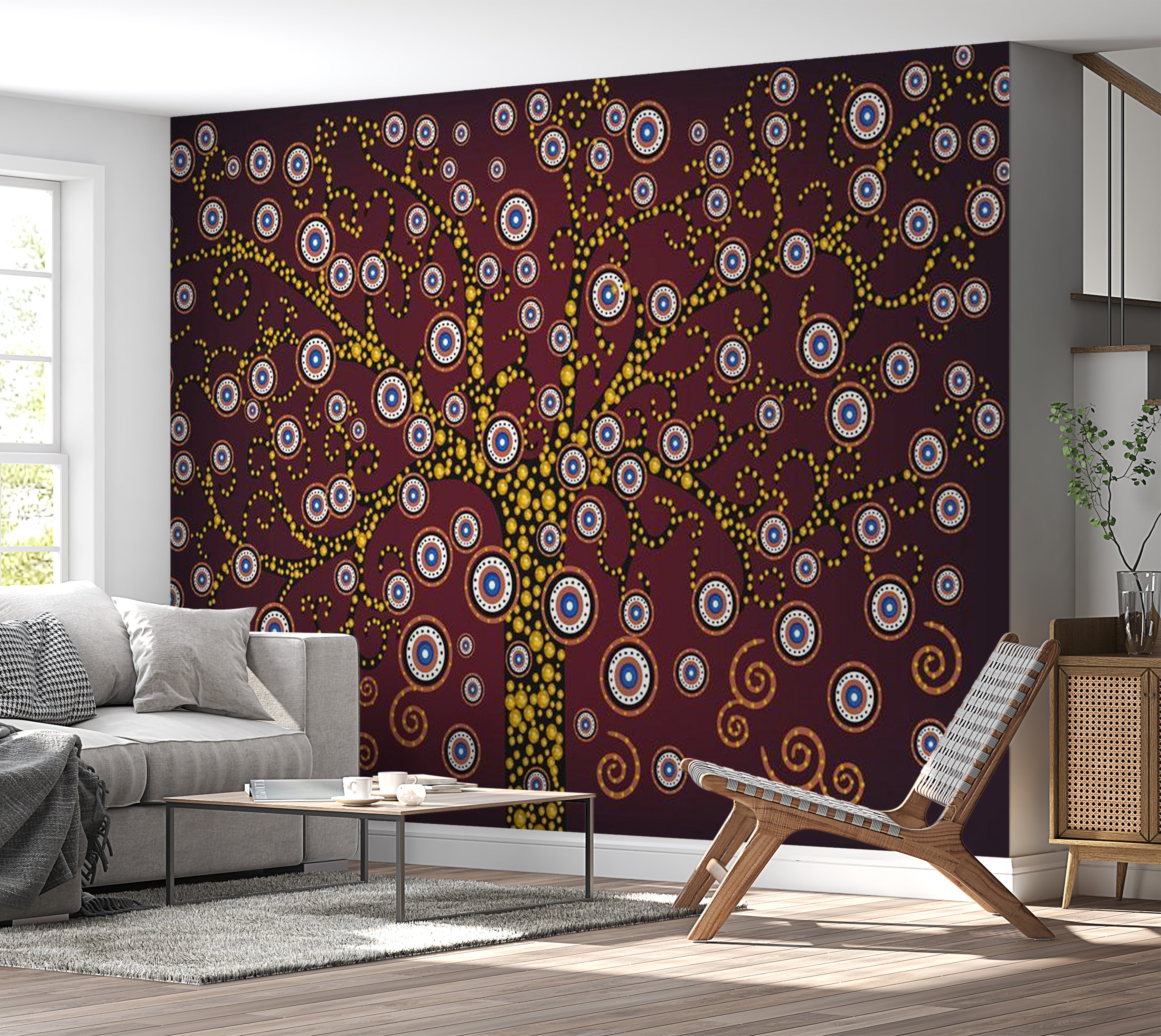 Abstract Wallpaper Wall Mural - Tree Orient 118"Wx90"H