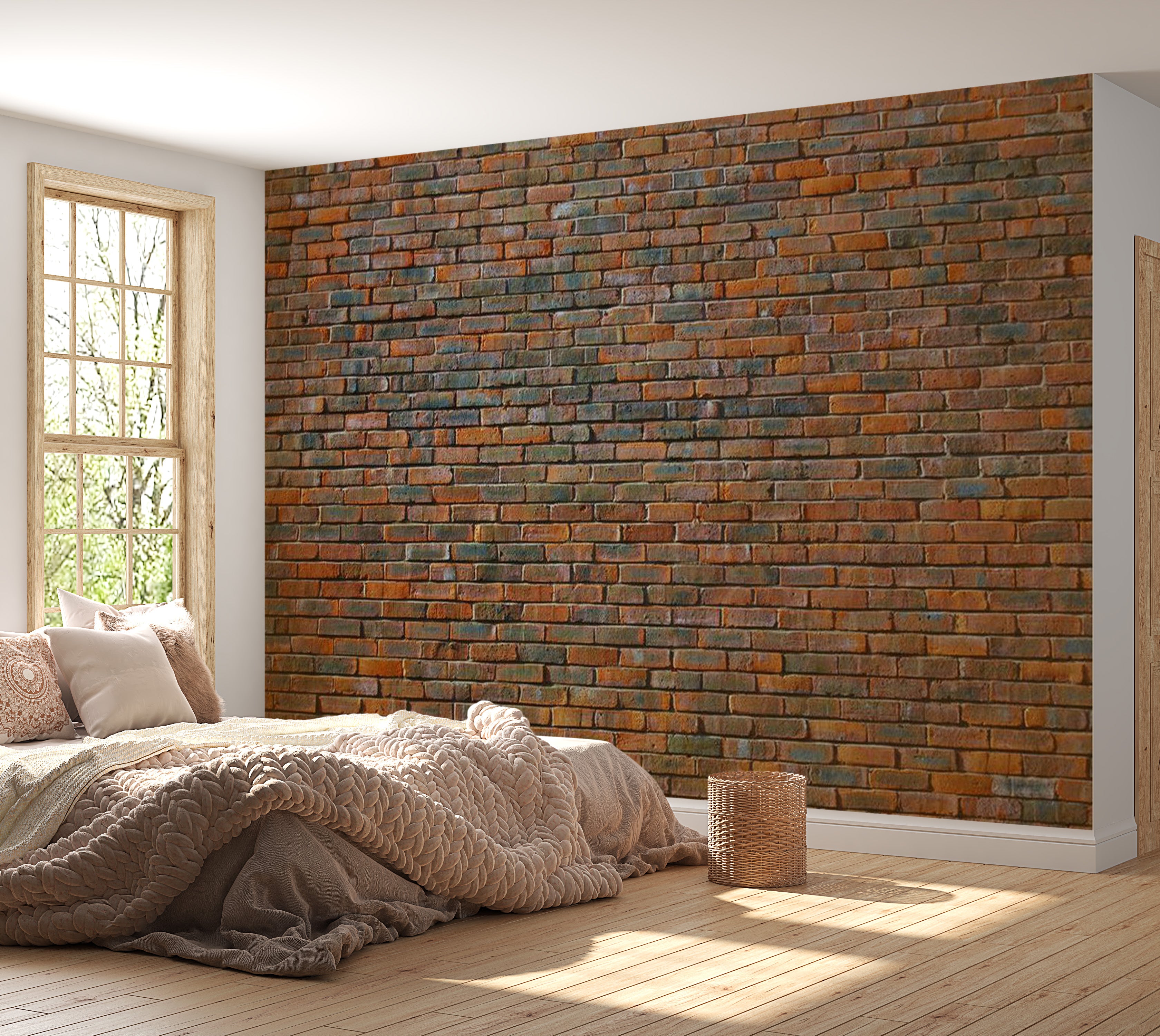 Background & Patterns Wallpaper Wall Mural - Red Black Brick Wall 118"Wx90"H