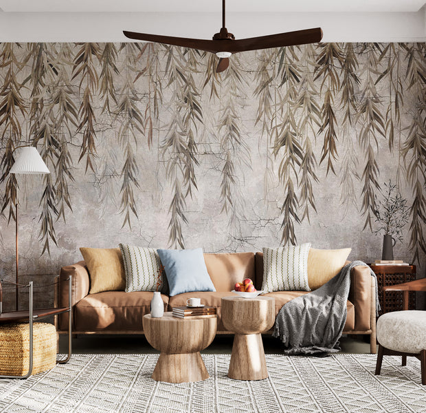 Peel & Stick Botanical Wall Mural - Hanging Leaves on a String 38"Wx27"H