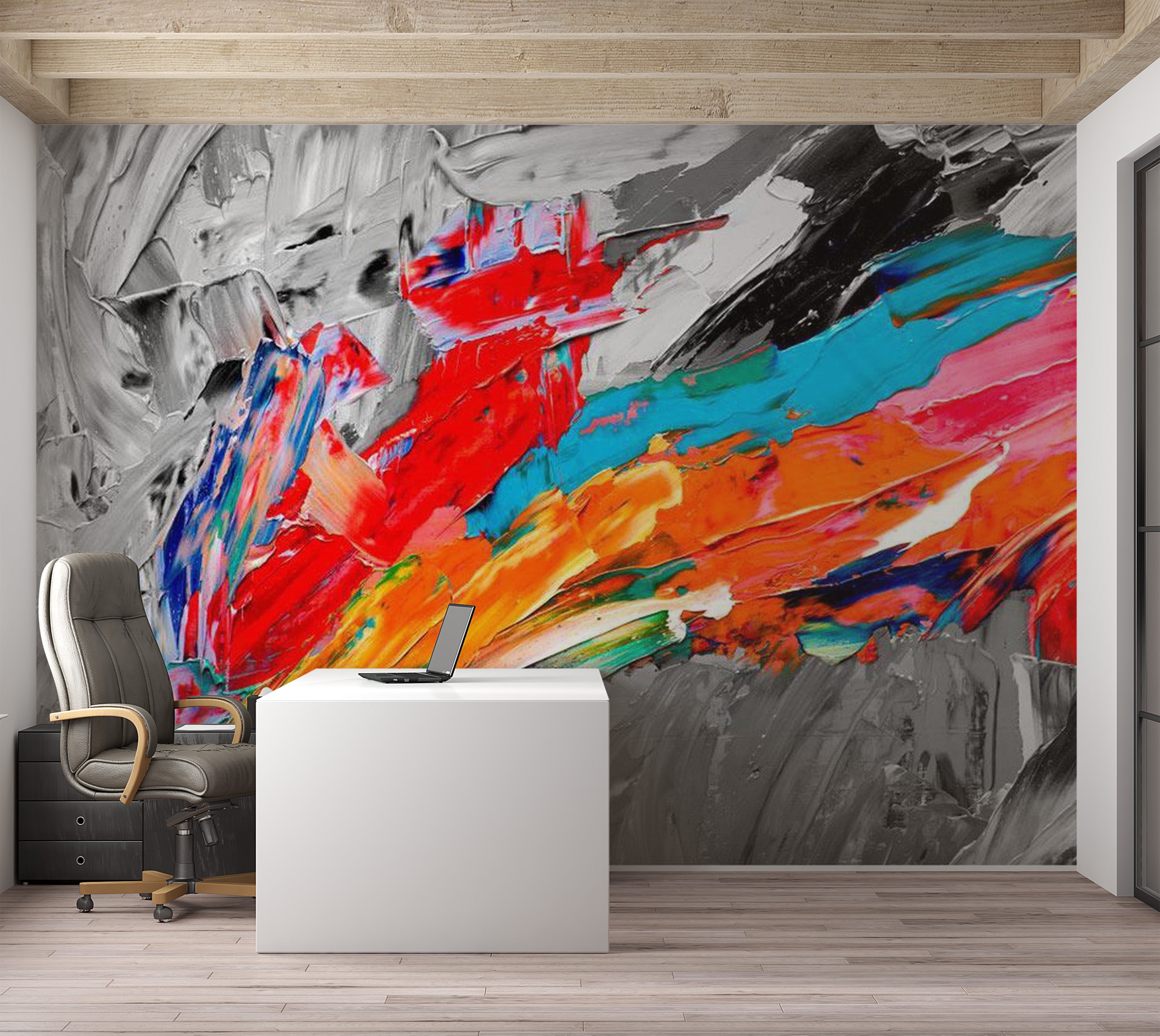 Abstract Wallpaper Wall Mural - Fiery Bird 39"Wx27"H