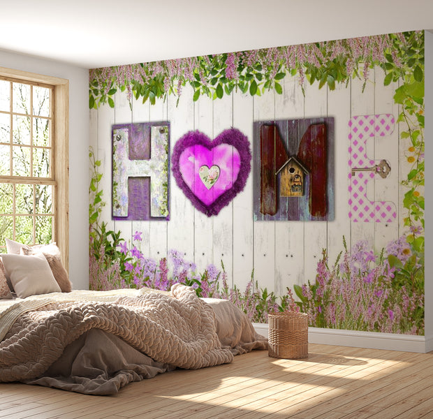 Background & Patterns Wallpaper Wall Mural - Home Fantasy on White Wood 39"Wx27"H