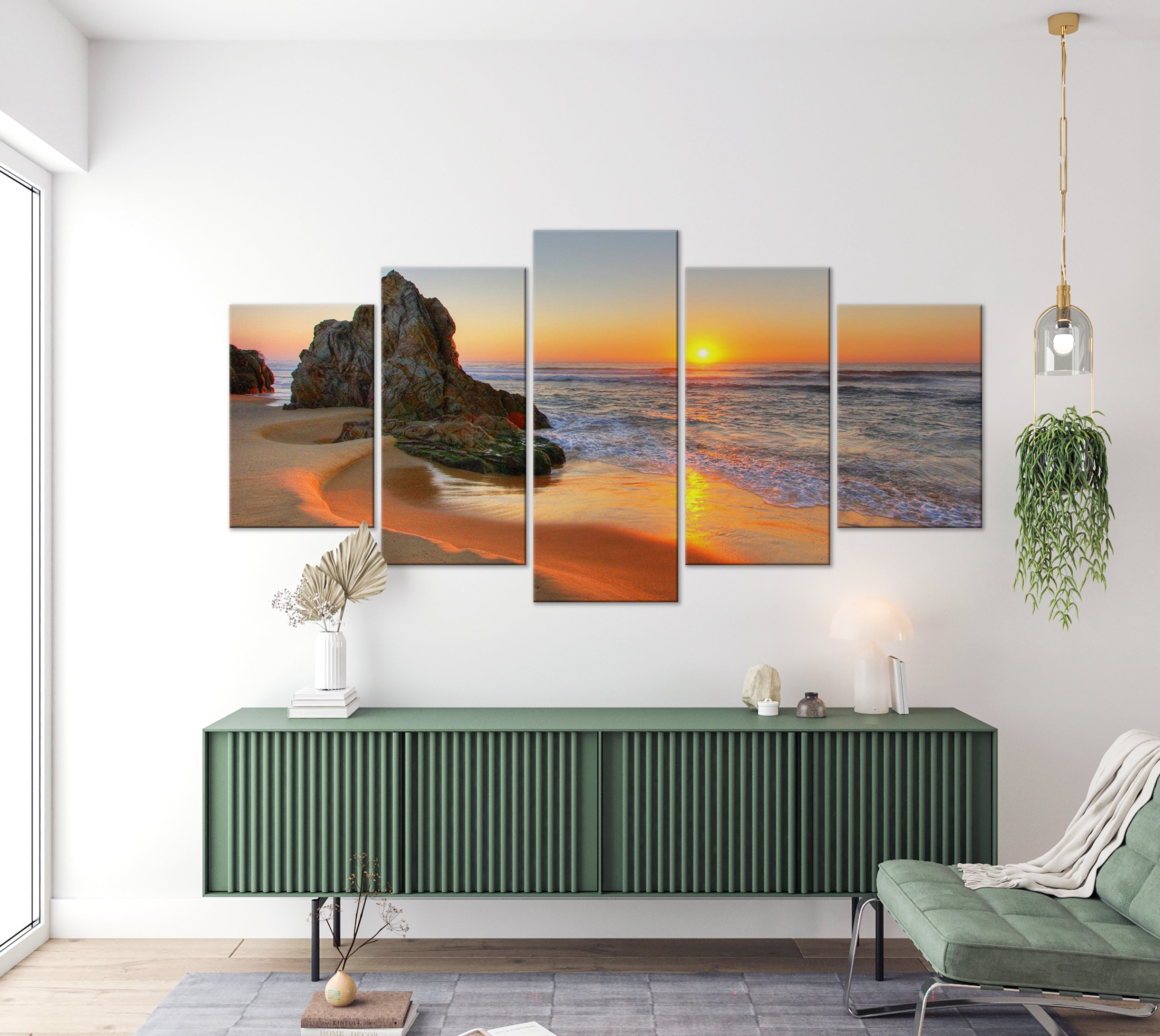 Stretched Canvas Landscape Art - Meeting At Sunset Wide 40"Wx20"H