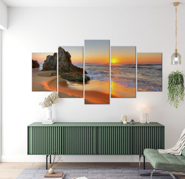 Stretched Canvas Landscape Art - Meeting At Sunset Wide 40"Wx20"H