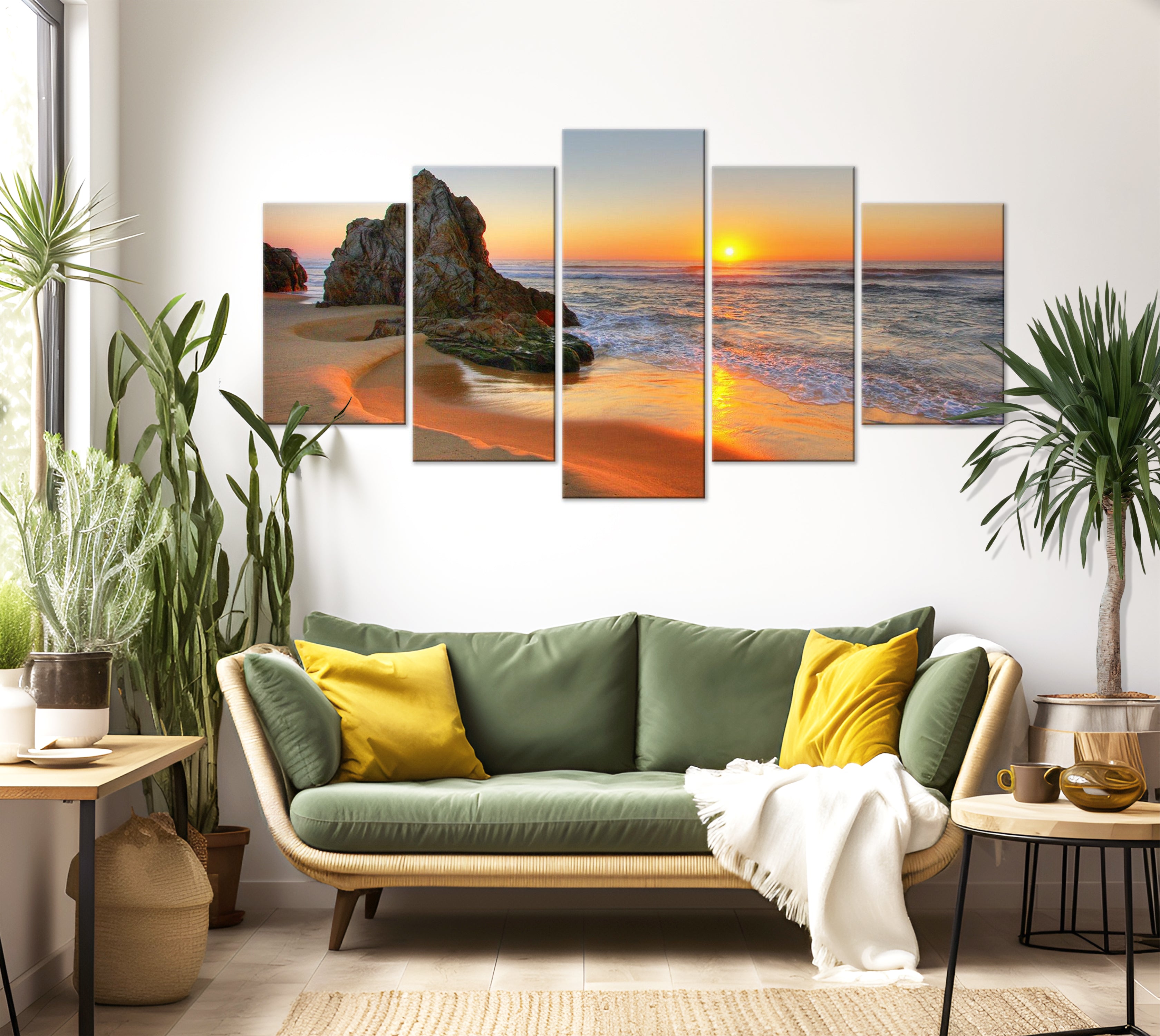 Stretched Canvas Landscape Art - Meeting At Sunset Wide 40"Wx20"H