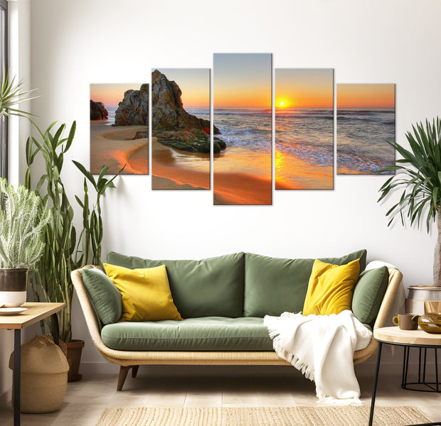 Stretched Canvas Landscape Art - Meeting At Sunset Wide 40"Wx20"H