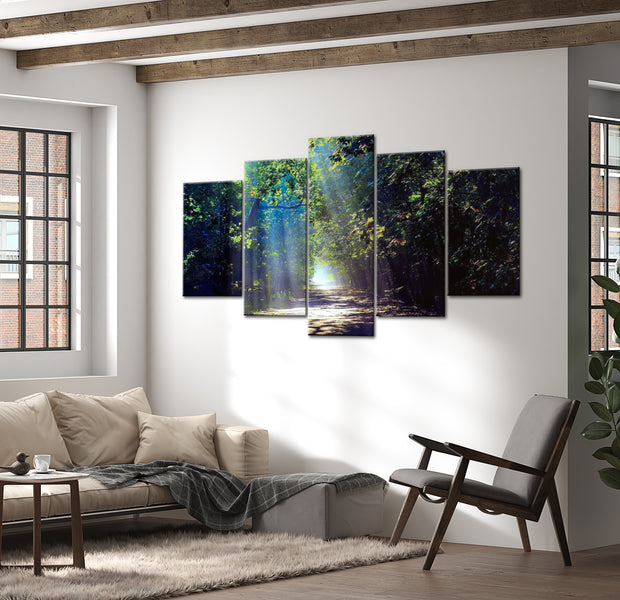 Stretched Canvas Landscape Art - Sunny Forest Path 40"Wx20"H