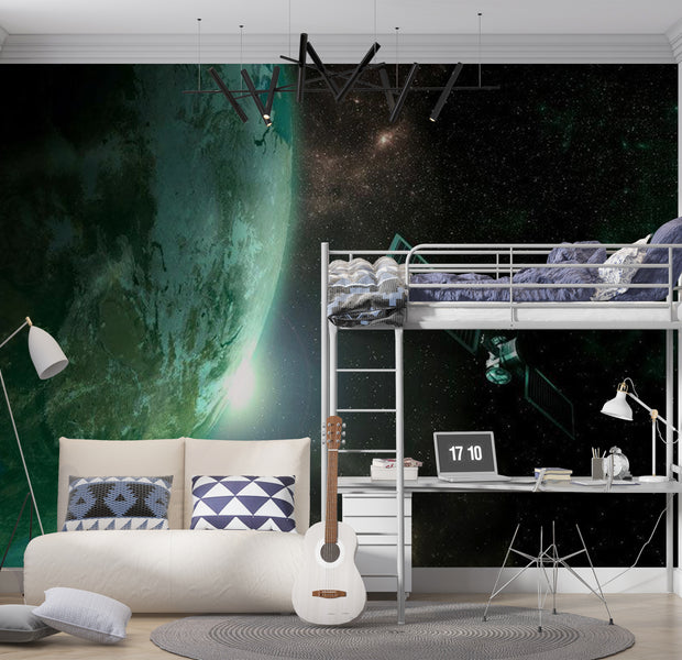 Peel & Stick Space Wall Mural - Green Planet 38"Wx27"H