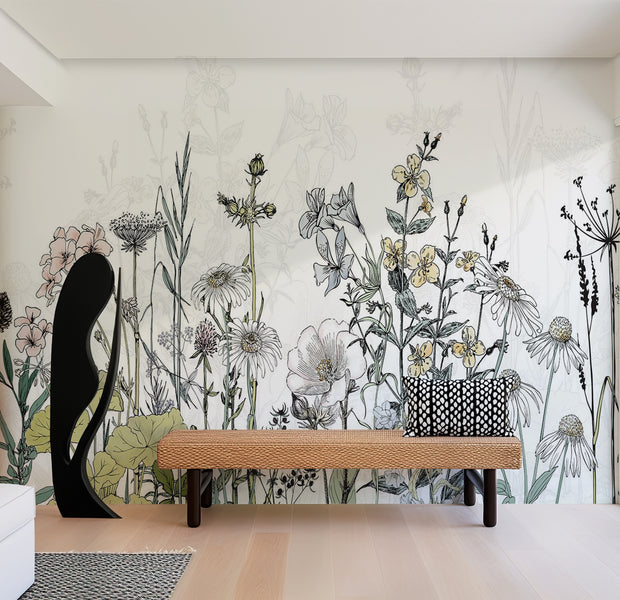 Peel & Stick Floral Wall Mural - Meadow Of Memories 38"Wx27"H