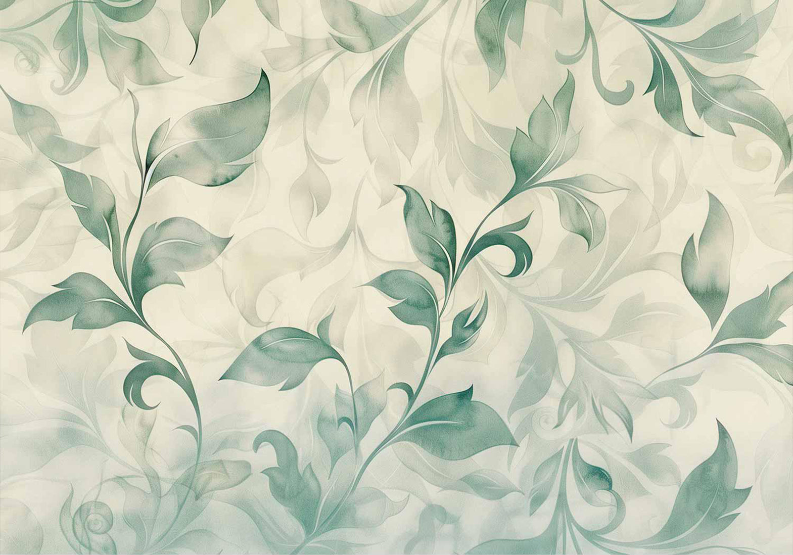 Peel & Stick Floral Wall Mural - Watercolor Botanical Motif 38"Wx27"H