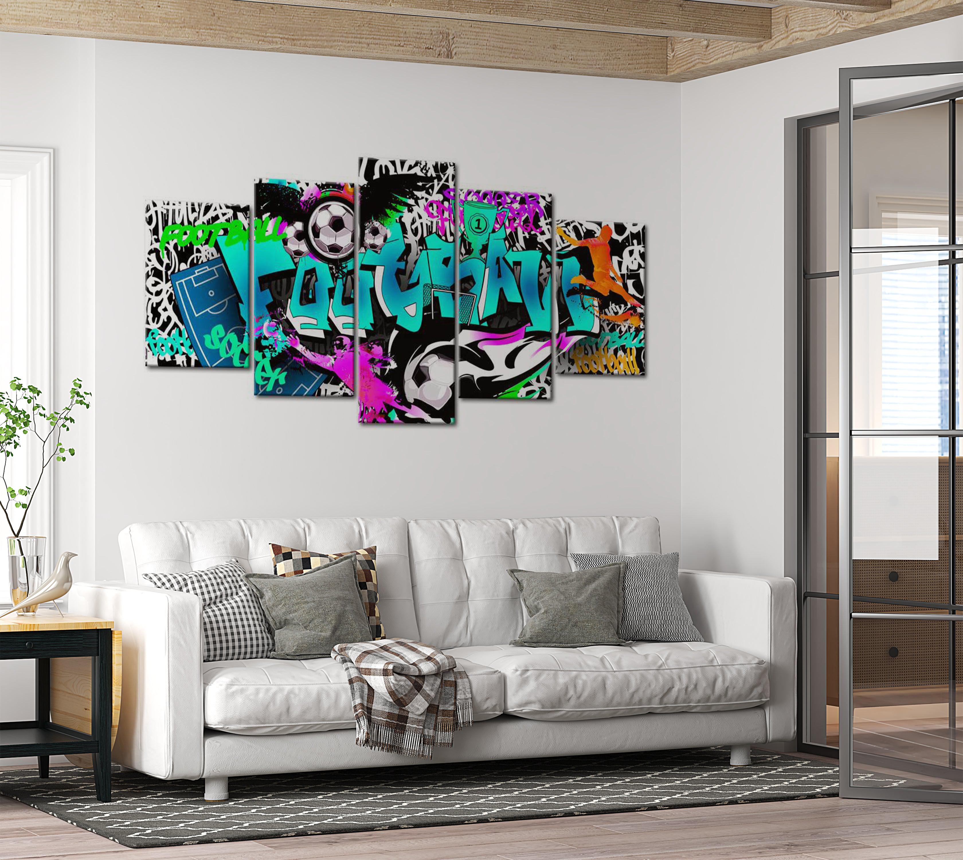 Stretched Canvas Street Art - Football Match - 5 Pieces