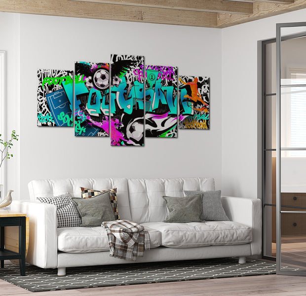 Stretched Canvas Street Art - Football Match - 5 Pieces