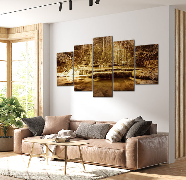 Stretched Canvas Landscape Art - The Bosom Of Nature - Waterfall 40"Wx20"H