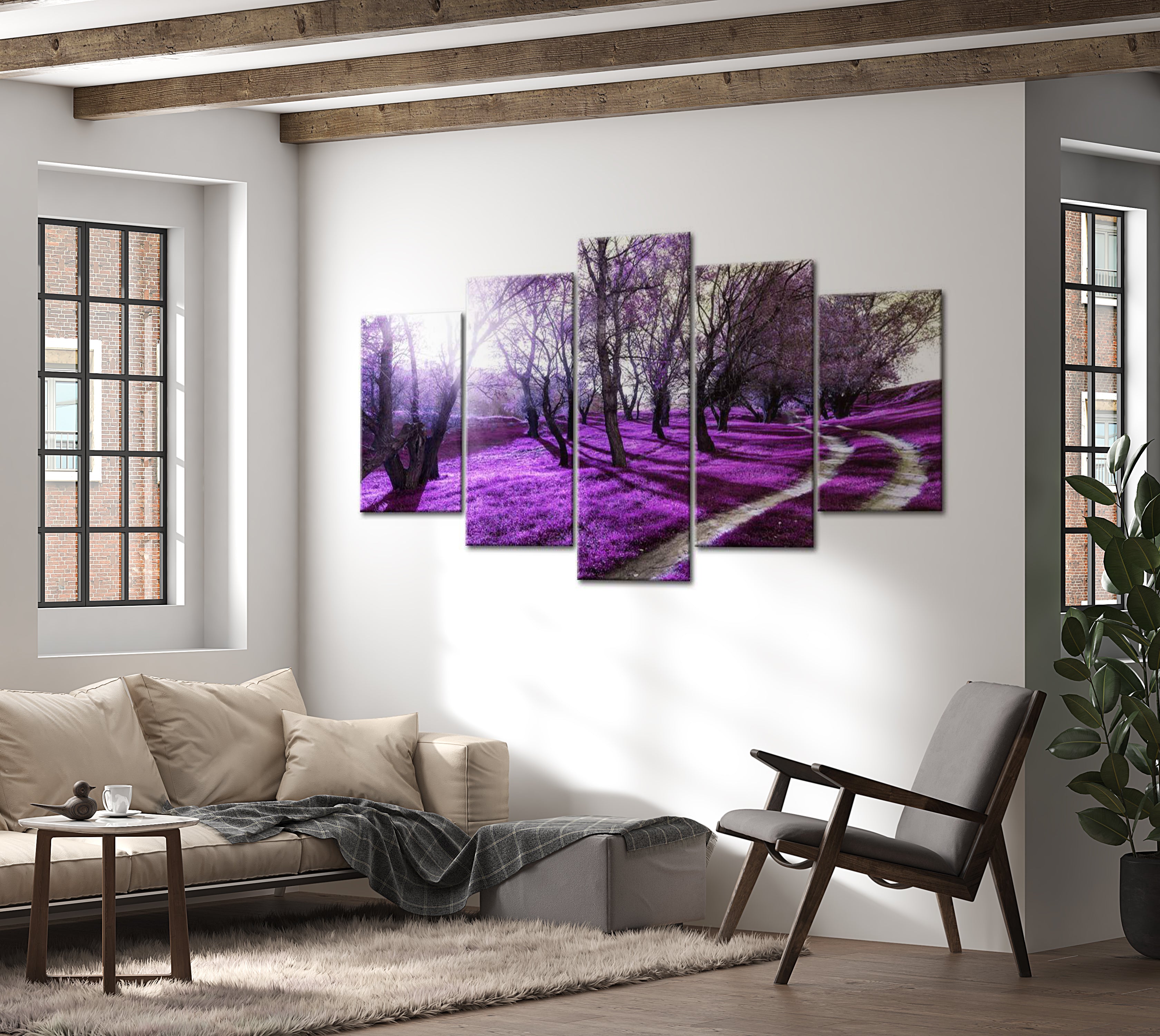 Stretched Canvas Landscape Art - Lavender Orchard 40"Wx20"H