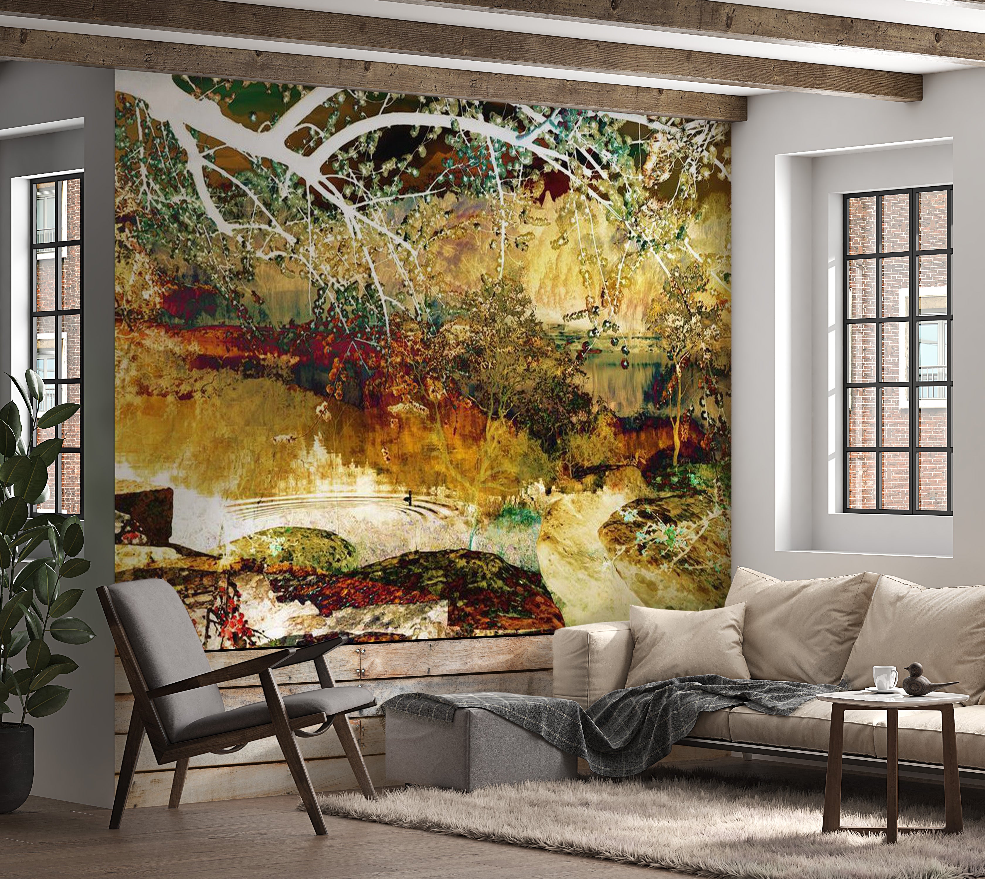 Abstract Wallpaper Wall Mural - River Of Life 118"Wx90"H