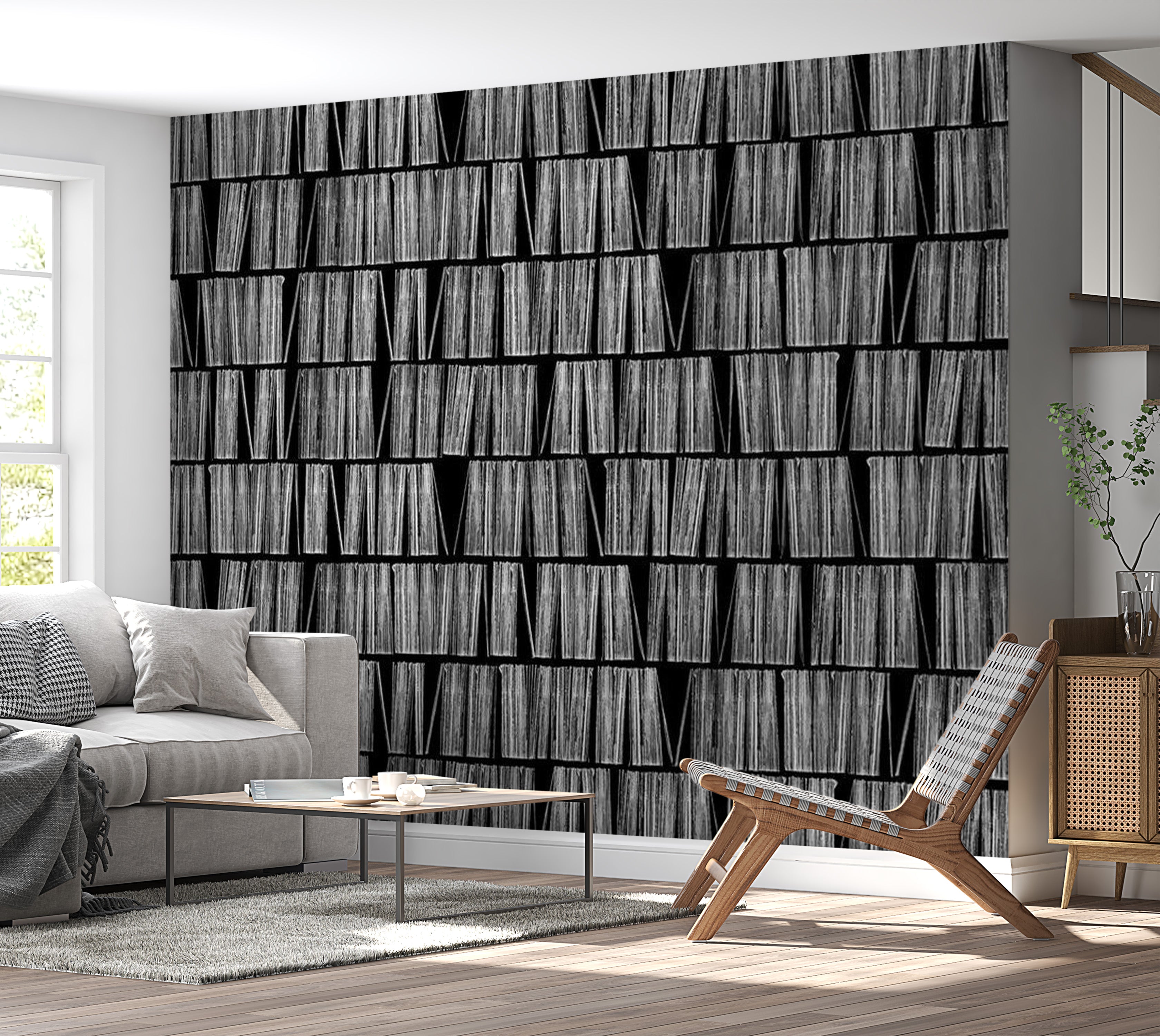 Abstract Wallpaper Wall Mural - Home Library 118"Wx90"H