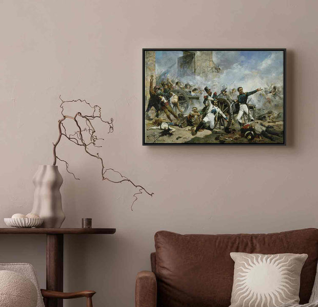 Floating Framed Canvas Art - The Death of Pedro Velarde y Santillán - Joaquín Sorolla y Bastida