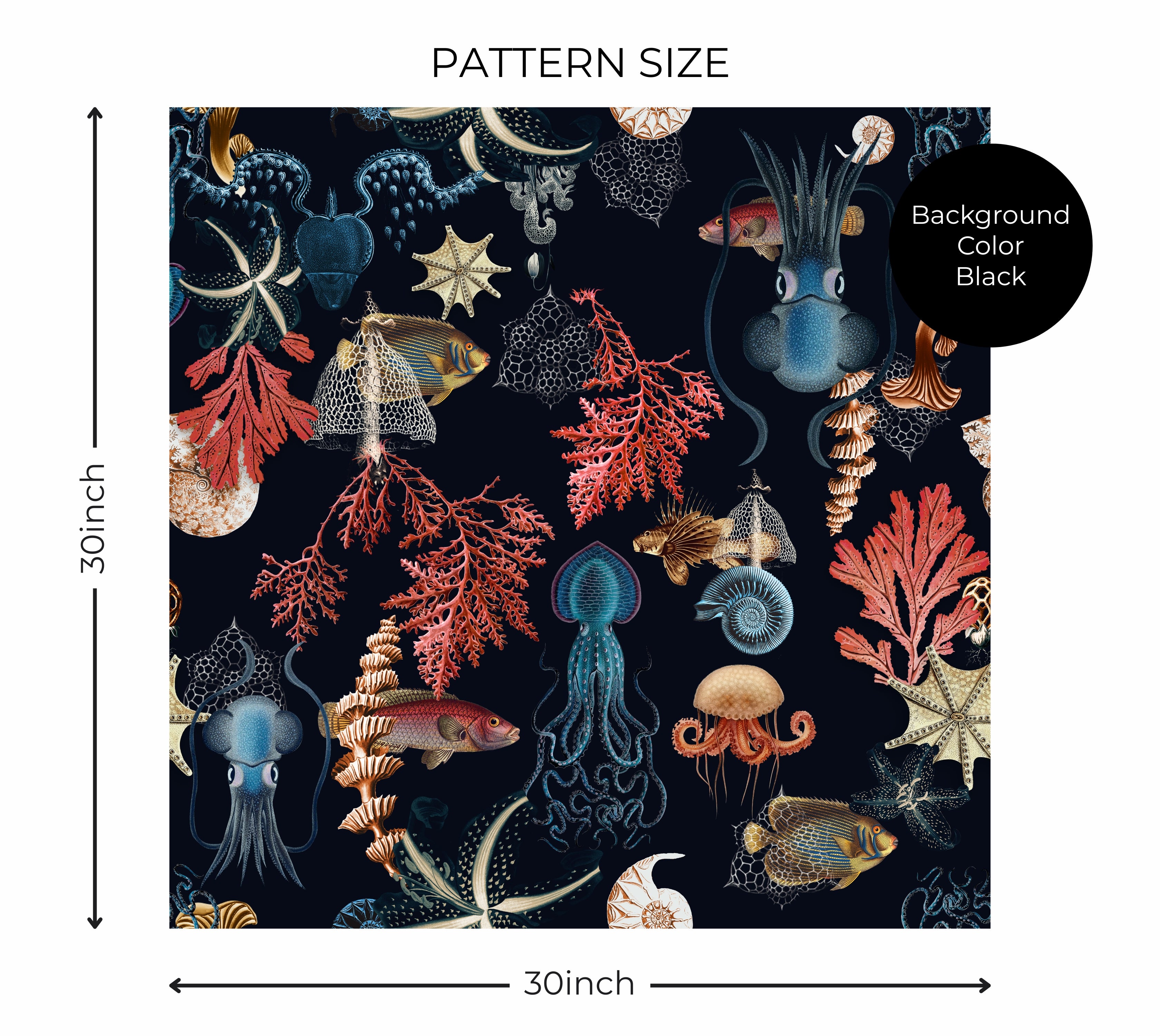 Premium Repeating Wallpaper - Submerged World - Black