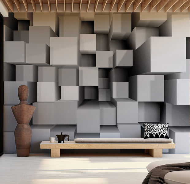 Abstract Wallpaper Wall Mural - Geometric Puzzle 39"Wx27"H