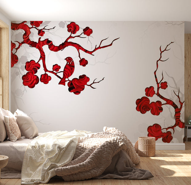 Zen Wallpaper Wall Mural - Red Bush 39"Wx27"H