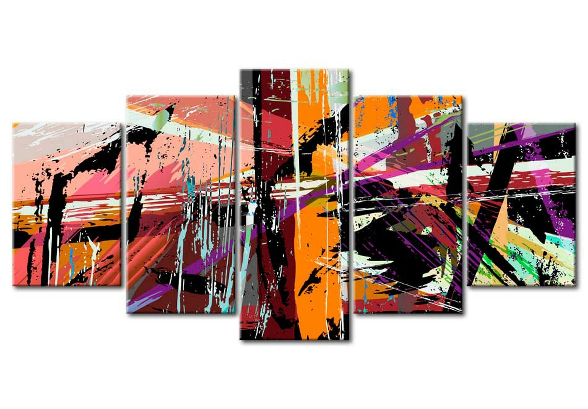 Abstract Canvas Wall Art - Artistic Madness - 5 Pieces