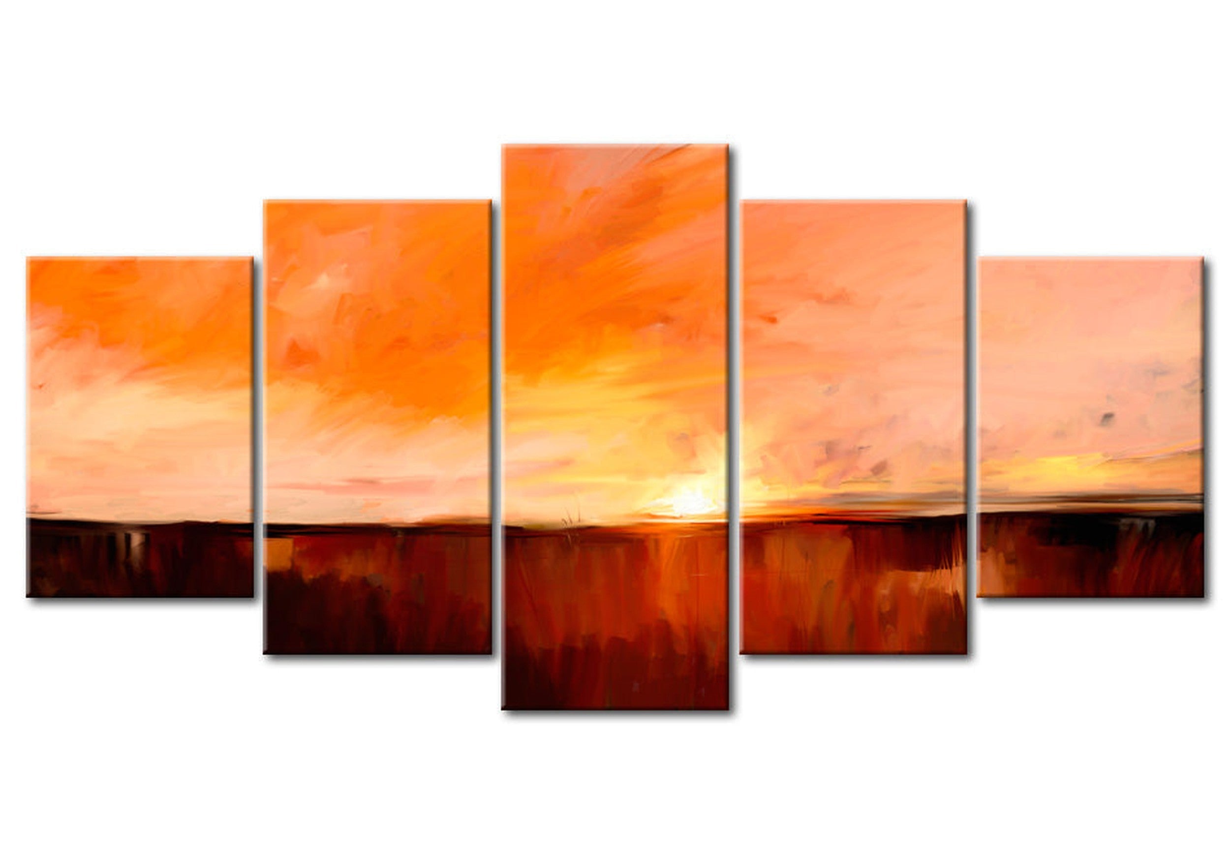 Abstract Canvas Wall Art - August Heat - 5 Pieces