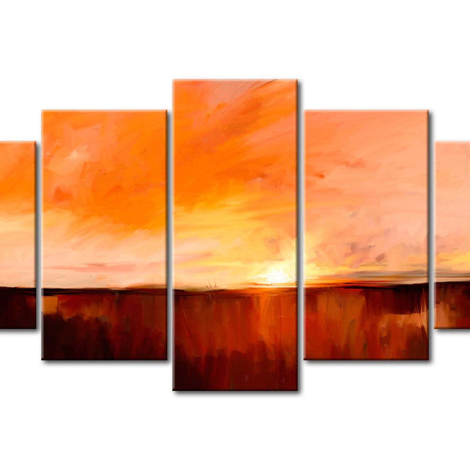 Abstract Canvas Wall Art - August Heat - 5 Pieces