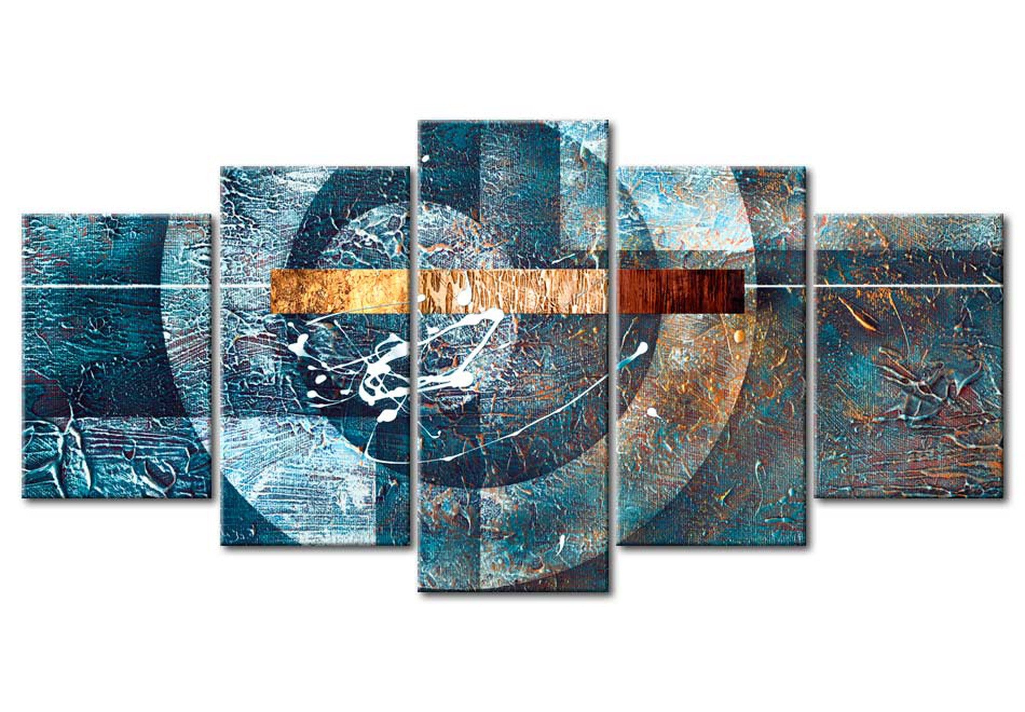 Abstract Canvas Wall Art - Blue Galaxy - 5 Pieces