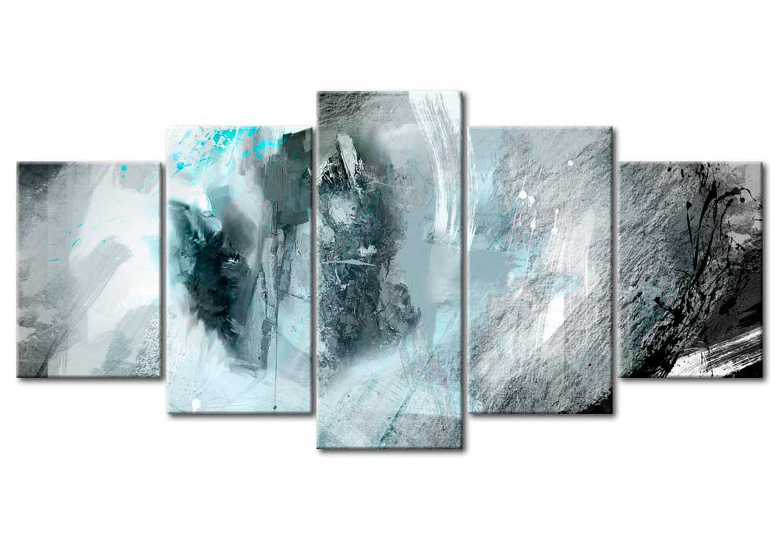 Abstract Canvas Wall Art - Blue Moon - 5 Pieces