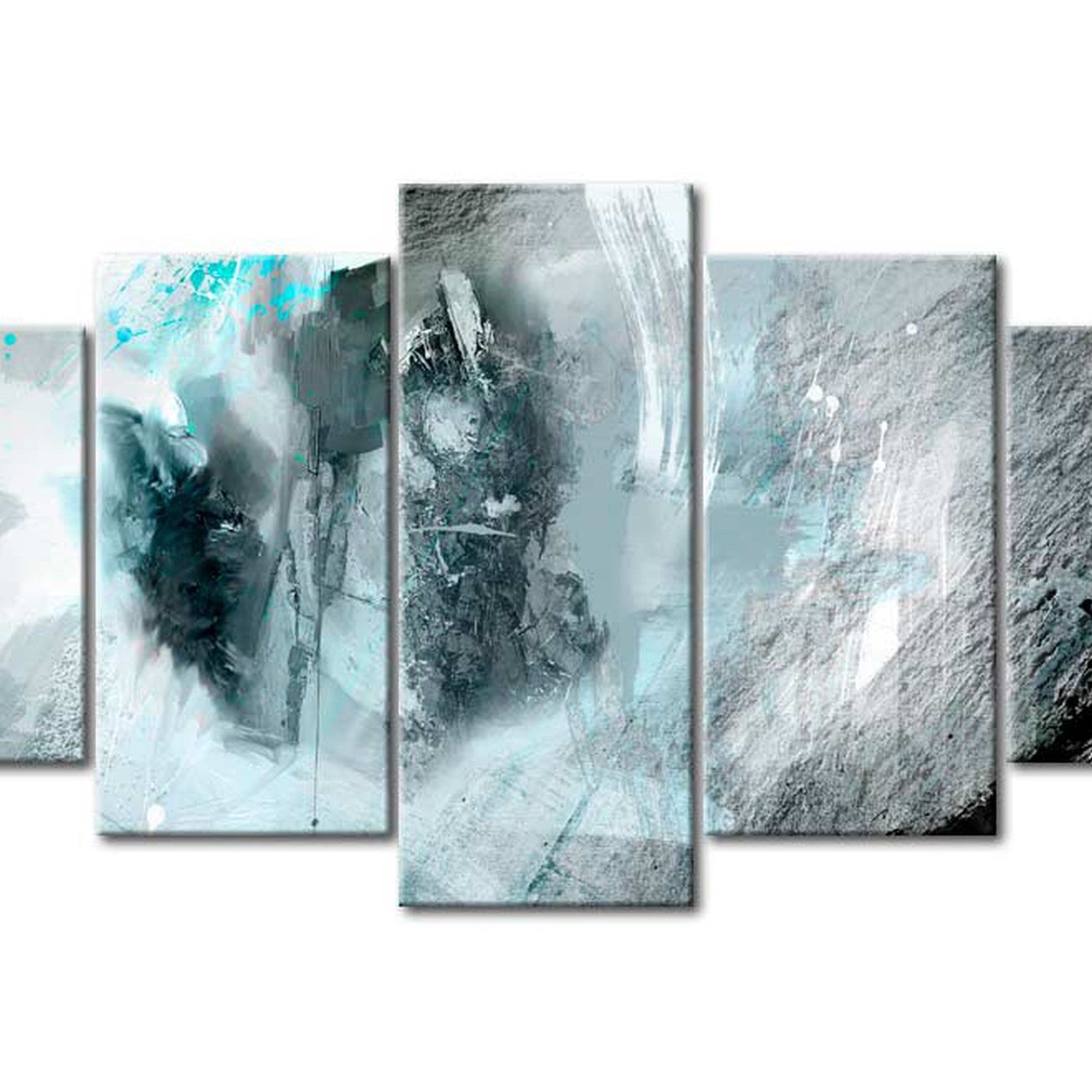 Abstract Canvas Wall Art - Blue Moon - 5 Pieces