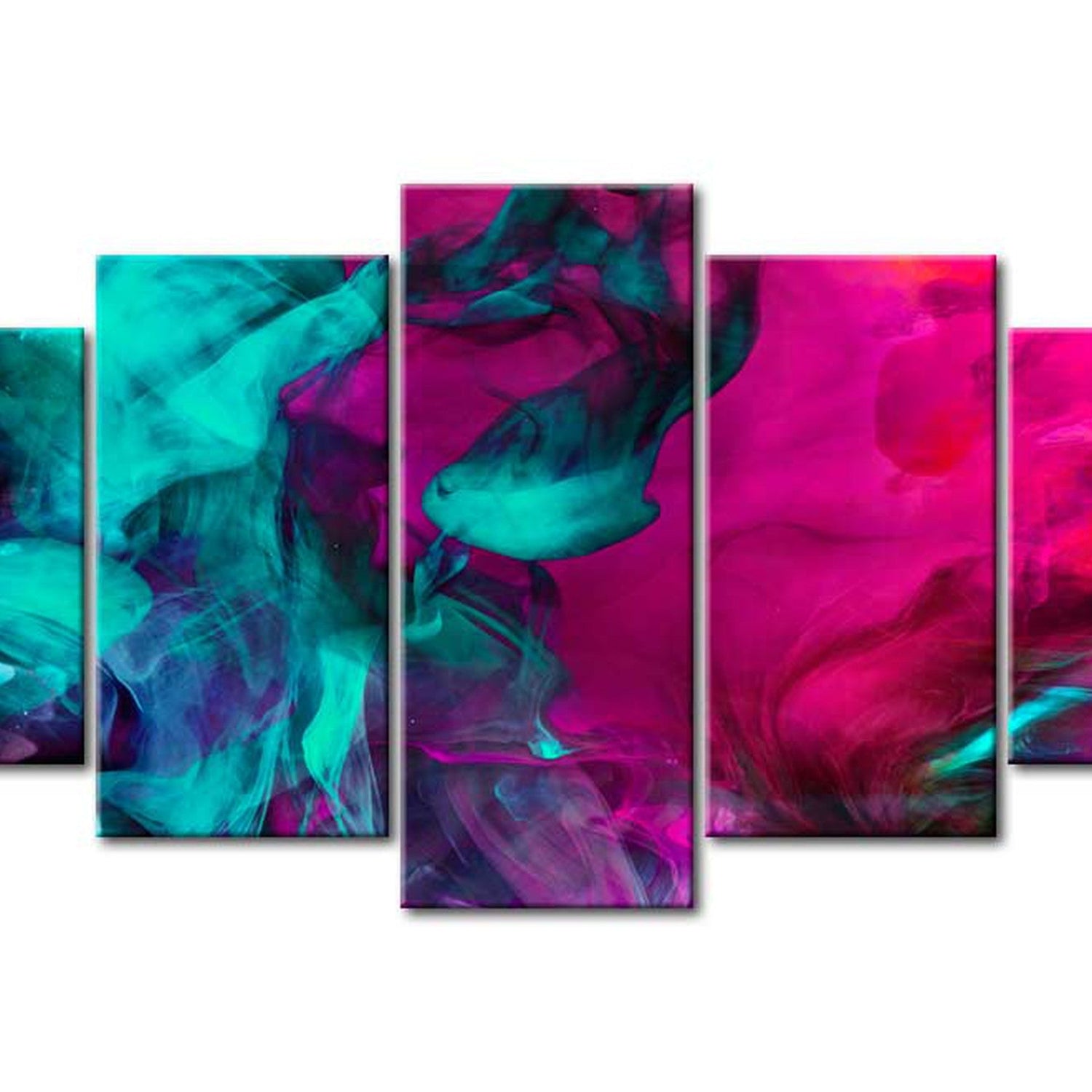 Abstract Canvas Wall Art - Dance Of Colors - 5 Pieces