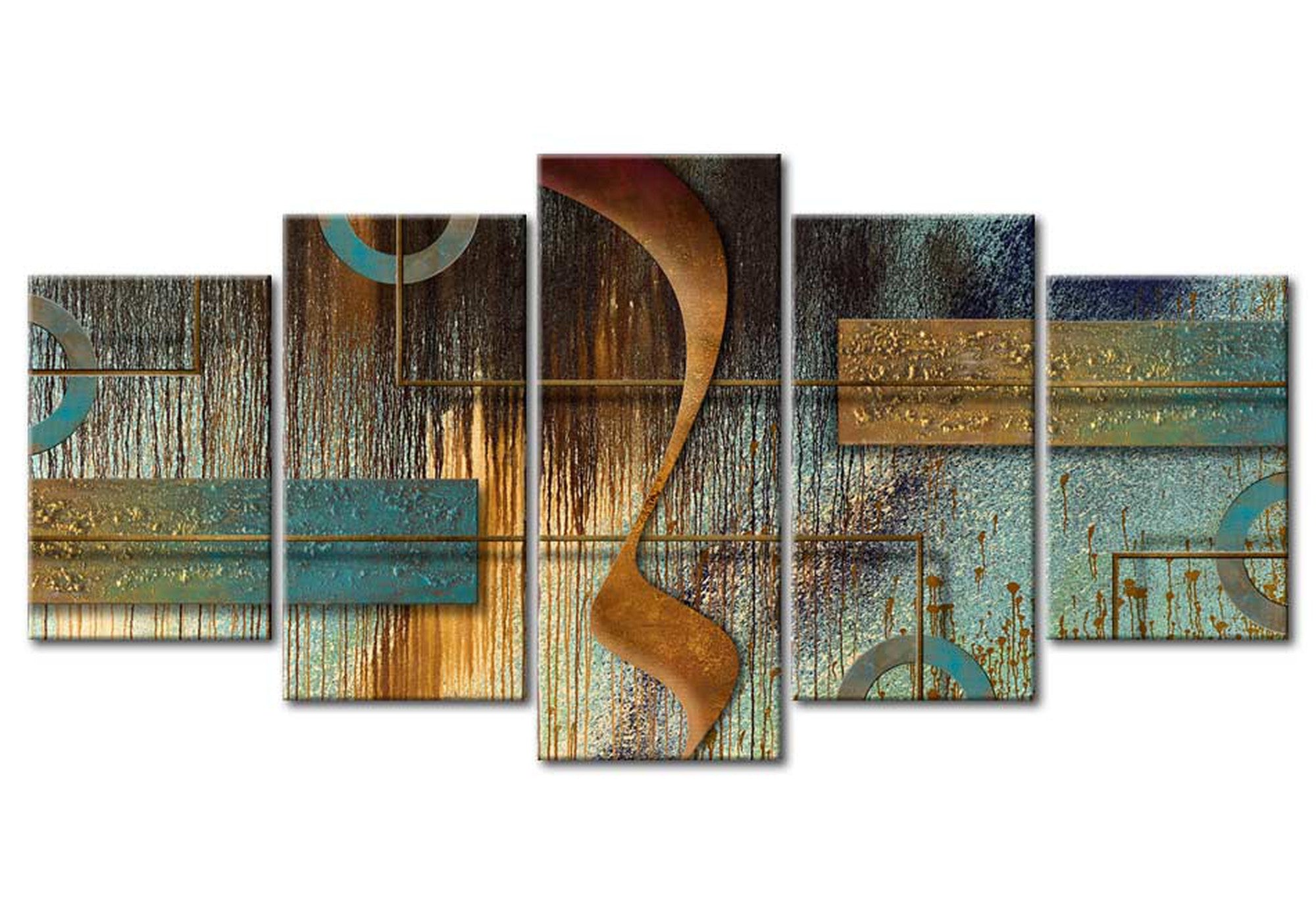 Abstract Canvas Wall Art - Exotic Note - 5 Pieces