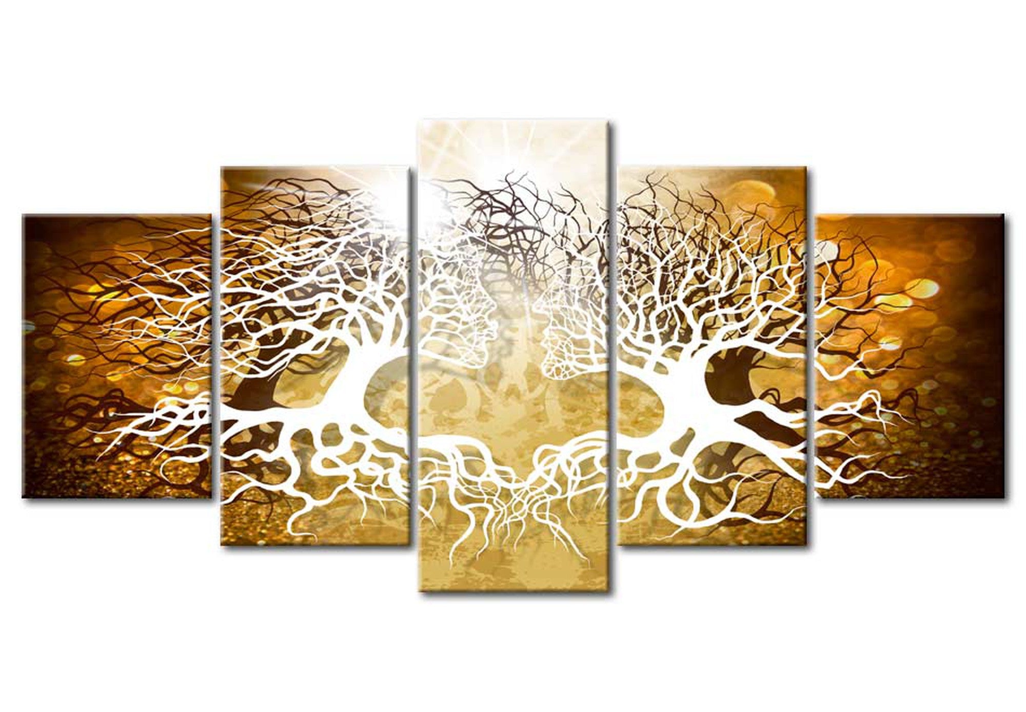 Abstract Canvas Wall Art - Forest Lovers - 5 Pieces