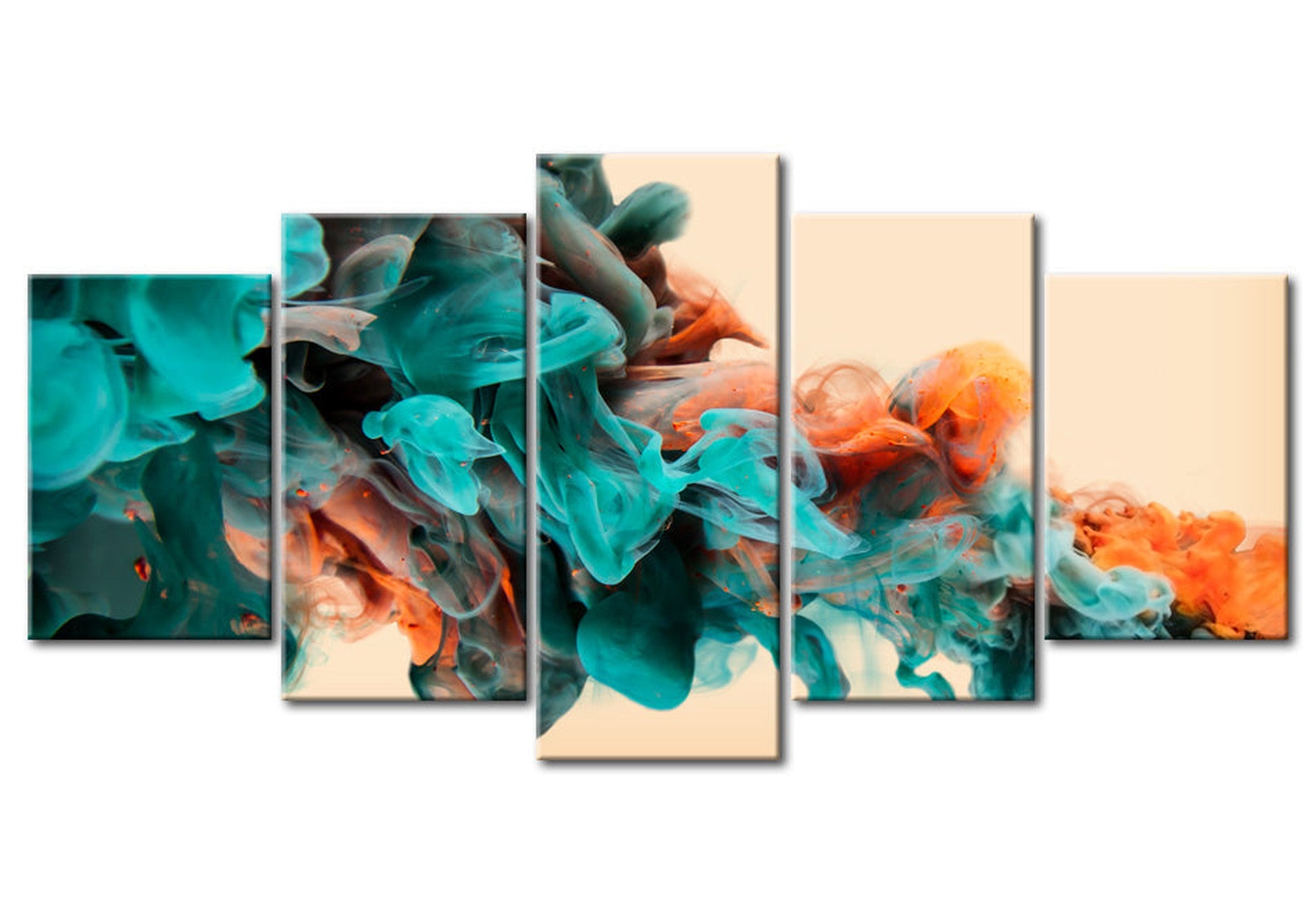 Abstract Canvas Wall Art - Fury Of Colors - 5 Pieces