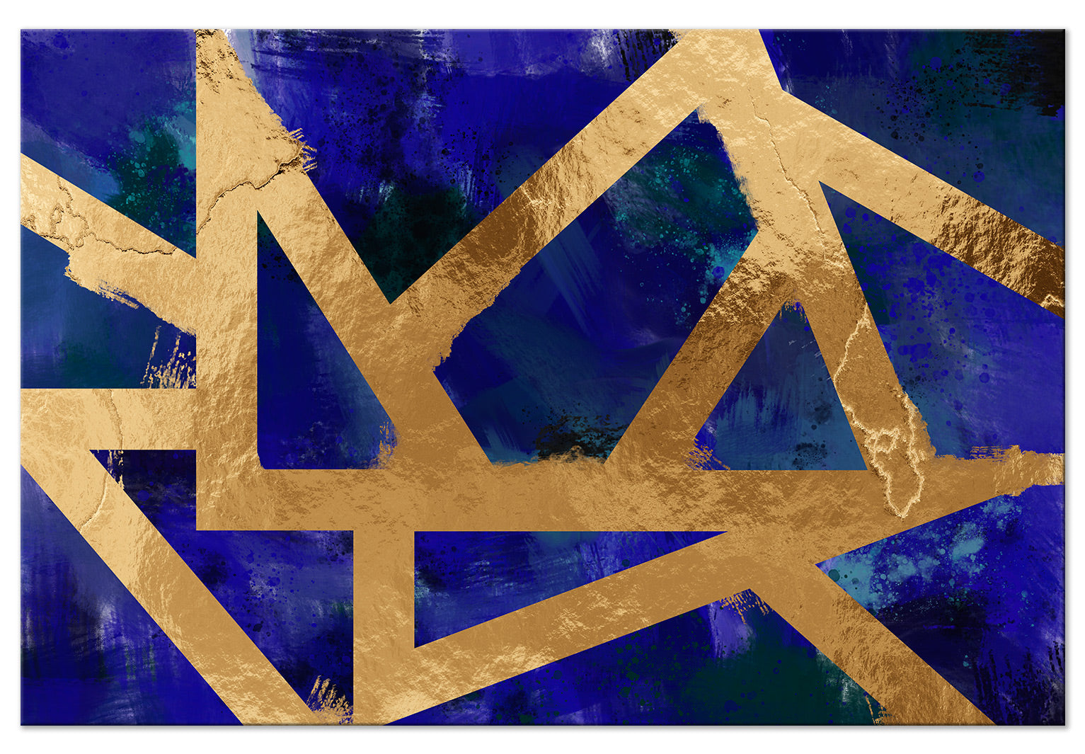 Abstract Canvas Wall Art - Golden Geometry