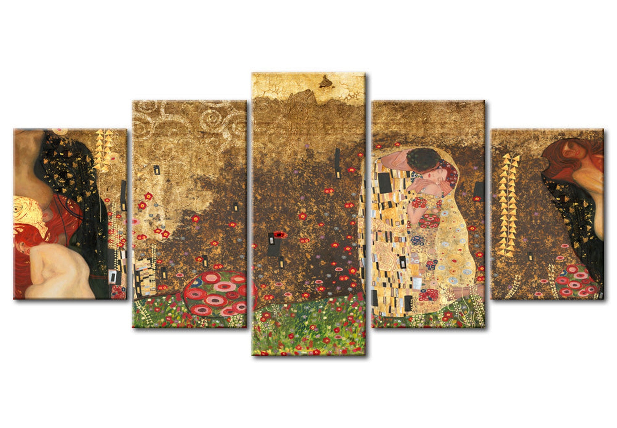 Abstract Canvas Wall Art - Klimt Free Impression - 5 Pieces